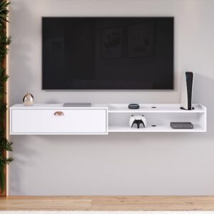 Rack Bancada Suspensa 1.8 Estante Home Supremo King Tv 70 Pol. 1 Porta Nicho Organizador Sala Quarto - Lojas RPM (Branco) - Imagem 1