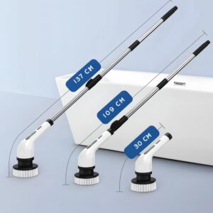 Esfregão Elétrico Profissional 9 em 1 Recarregável Mop 360º Sem Fio Potente Portátil Limpeza Pesada Banheiro Cozinha Piso Azulejo Janela Escova Multiuso Compacto Giratório Casa Premium Ajustavel - Imagem 3