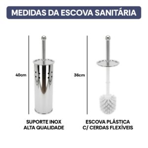 【Cozena】Kit Lixeira Inox e Escova Sanitária com Pedal e Balde Interno – 5L | Design Moderno e Elegante para Banheiro e Cozinha - Imagem 2
