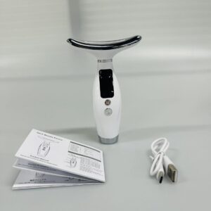 Massageador Facial LED 7 Cores, Dispositivo de Beleza para Pescoço com Fototerapia, 7 Modos de Massagem, Recarregável USB-C, Display LED (Branco) - Imagem 4