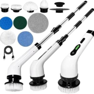 Esfregão Elétrico Profissional 9 em 1 Recarregável Mop 360º Sem Fio Potente Portátil Limpeza Pesada Banheiro Cozinha Piso Azulejo Janela Escova Multiuso Compacto Giratório Casa Premium Ajustavel - Imagem 1