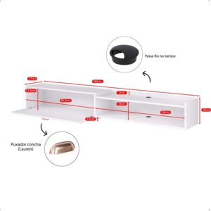 Rack Bancada Suspensa 1.8 Estante Home Supremo King Tv 70 Pol. 1 Porta Nicho Organizador Sala Quarto - Lojas RPM (Branco) - Imagem 2