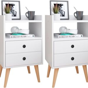 Kit 2 Mesinhas de Cabeceira Retrô Jogo Mesa Canto Lateral Cama Gavetas Nicho Decorativo Aparador Quarto Casal Dream - RPM (BRANCO) - Imagem 1