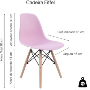 Cadeiras Charles Eames Eiffel em Polipropileno Com Pés De Madeira, Versátil, Elegante para Sala De Jantar Cozinha, e Bar, na Cor Rosa - Imagem 9