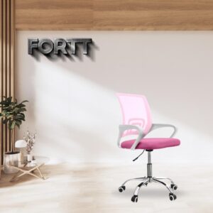 Cadeira de Escritório Secretária Base Cromada com Rodinha Fortt Lisboa Rosa - CSF02-R - Imagem 2