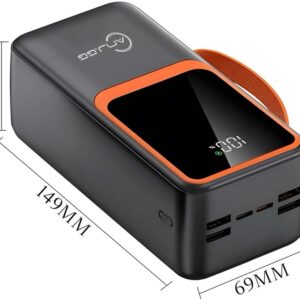 Carregador de Alta Autonomia 50000mah Conexão Digital Turbo PD para Viagens e Camping Fonte de Energia Portátil Turbo 22.5W PD Ultra Capacidade Multidispositivo (Preto) - Imagem 2