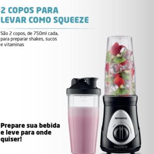 Liquidificador Mondial Personal Blender 300w 127v | Preto, 78670-01 - Imagem 3