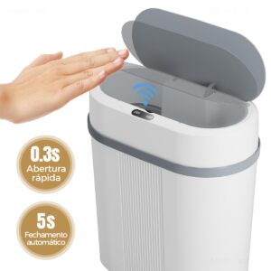 Lixeira 12 litros grande automática com sensor inteligente de aproximação para abrir e fechar - Imagem 4