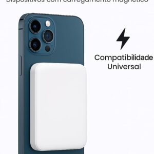 Power Bank Indução 5.000mAh Turbo, Carregador Portátil Magnético, Carregamento Ultra Rápido, Leve e Compacto, Compatível Com Todo Celular Com Carregamento Mag - Linha Premium - Branco - Imagem 6