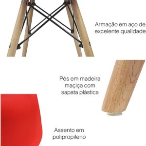 Cadeiras Charles Eames Eiffel em Polipropileno Com Pés De Madeira, Versátil, Elegante para Sala De Jantar Cozinha, e Bar, na Cor Rosa - Imagem 7