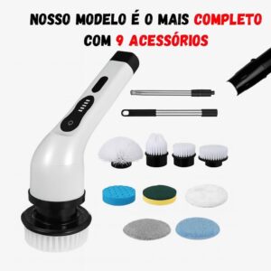 Esfregão Elétrico Profissional 9 em 1 Recarregável Mop 360º Sem Fio Potente Portátil Limpeza Pesada Banheiro Cozinha Piso Azulejo Janela Escova Multiuso Compacto Giratório Casa Premium Ajustavel - Imagem 8