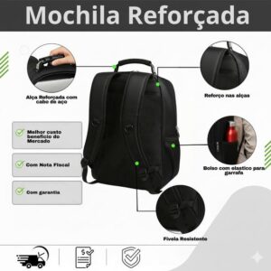 Mochila Masculina Faculdade Impermeável Resistente Grande Alça de Aço - Dazzore - Imagem 5