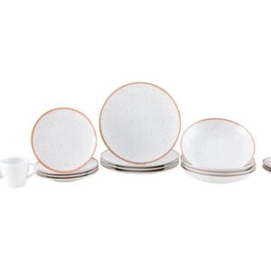 Aparelho de Jantar 20 Peças Tramontina Redondo Porcelana Branco e Marrom Mare - Imagem 1