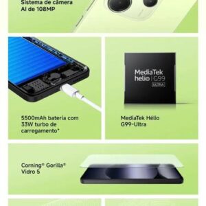 Smartphone Celular Xiaomi Redmi Note 14 Lançamento 256GB 8GB Câmera 108MP 20MP Tela 6.67 AMOLED 120Hz FHD plus Design Premium Dual SIM Chip IP54 Dolby - Imagem 4