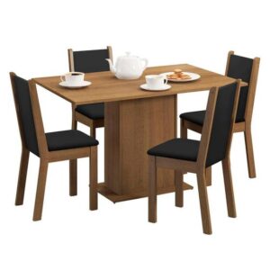 Conjunto Sala de Jantar Mesa Tampo de Madeira 4 Cadeiras Talita Madesa - Imagem 2