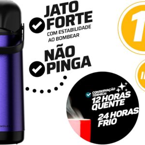 Garrafa Térmica Termolar Lumina Inox 1l | Cor Roxo - Imagem 4