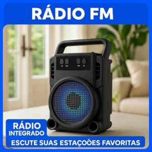 Caixa de Som Portátil Super Potente, Caixa de Som Bluetooth, Conexão USB, Cartão de Memória, Cabo P2, Som Limpo e Potente, Perfeita Para Viagens, Festas, Praia, Botões de Controle, Impermeável - Imagem 4