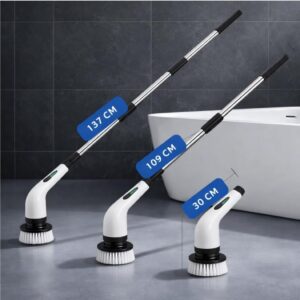 Esfregão Profissional Giratório 9 em 1 Recarregável Mop 360º Potente Portátil Cabo Extensível - Escova Multiuso Elétrica Azulejo Banheiro Cozinha Piso Premium - Imagem 6