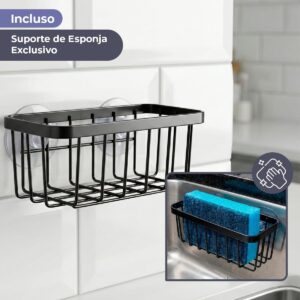 Decolab Escorredor de Louça Duplo Ferro Resistente com Bandeja de Escoamento Automático 360°para Bancada com Porta Talheres Removível e Compacto (Preto, 1 Andar) - Imagem 7
