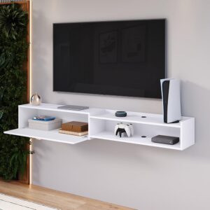 Rack Bancada Suspensa 1.8 Estante Home Supremo King Tv 70 Pol. 1 Porta Nicho Organizador Sala Quarto - Lojas RPM (Branco) - Imagem 4
