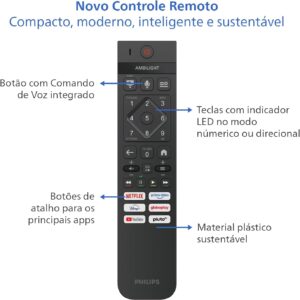 Smart TV Ambilight PHILIPS 55" 4K, 55PUG8100/78 | Comando de Voz, HDR10+/Dolby Atmos, VRR/ALLM, Bluetooth - Imagem 9