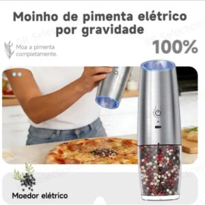 Kit 2 Moedor de Pimenta Elétrico – Moedor de Pimenta Automático, Moedor de Pimenta e Sal, Design em Aço Inoxidável Moedor de Sal Grosso e Especiarias, Moedor de Tempero JadeVic - Imagem 6