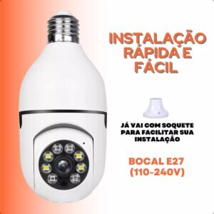 Câmera Segurança IP Lâmpada WiFi Full HD 1080p com Visão Noturna Infravermelho 1080P, Yoosee, Bivolt, Detecção de Movimento, Áudio Bidirecional, Prova D'água Giratória - Imagem 3