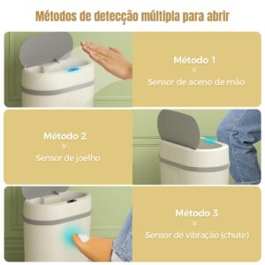 Lixeira 12 litros grande automática com sensor inteligente de aproximação para abrir e fechar - Imagem 6