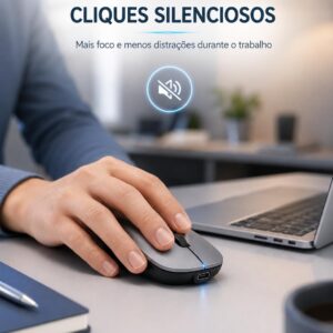 Mouse Sem Fio Bluetooth, Recarregável, Ergonômico, Ultra Fino Bluetooth USB-C DPI Ajustável 1600 Compacto, Silencioso para Notebook, PC, Mac, Trabalho, Escritório, Profissional - Imagem 6