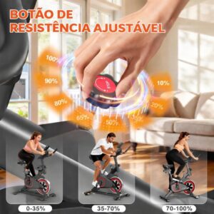 Bicicleta Ergométrica Bike Spinning | para Treino em Casa e Academia, Silenciosa, Ajustável, Confortável, Ideal para Cardio e Emagrecimento, Linha Fitness Premium - Imagem 3