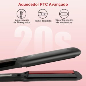 Vidavalu Chapinha profissional a vapor infravermelho, Chapinha ceramica, Aquecimento rápido em 20 segundos, 13 configurações de temperatura, Desligamento automático após 1 hora, Ahapinha bivolt - Imagem 5