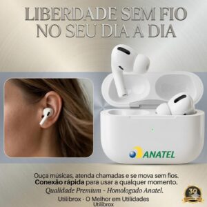 Fone De Ouvido Bluetooh, Sem Fio, Resistente, Compatível Com Todo Celular, Cancelamento Ruído, Bateria Até 16 Horas, Microfone Para Chamadas, Controle Touch, Conecta no Notebook - Linha Premium - Imagem 4