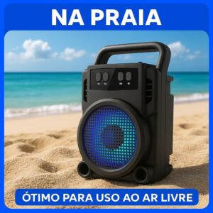Caixa de Som Portátil Super Potente, Caixa de Som Bluetooth, Conexão USB, Cartão de Memória, Cabo P2, Som Limpo e Potente, Perfeita Para Viagens, Festas, Praia, Botões de Controle, Impermeável - Imagem 6