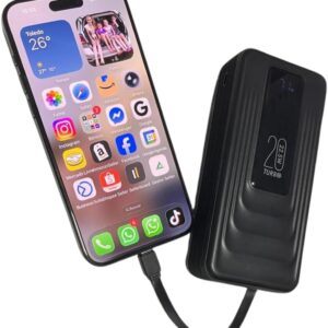 Power Bank 20.000mAh com 4 Conectores, Display Digital e Carregador Portátil para Celular e Tablet, Bateria Externa Recarregável para Viagem, Trabalho, Estudo e Uso Diário, Preto - Imagem 5
