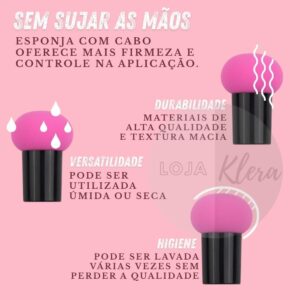 Kit Esponjas e Pincel para Maquiagem Profissional com Estojo – 1 Pincel Hexagonal, 1 Esponja Cogumelo, 2 Esponjas Gota 3D – Aplicação de Base, Corretivo, Contorno, Pó, Blush e Iluminador - Imagem 6