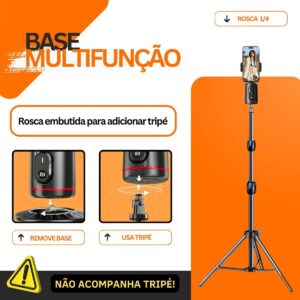Suporte Celular com Rastreamento Automático de Movimento e Rosto, Rotação de 360° Automática, Segue Seus Movimentos, Tripé Estabilizador Celular Câmera Inteligentecom, Com Controle Remoto, Lives - Imagem 5