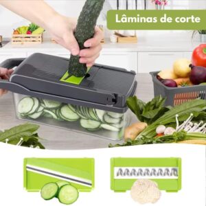 Fatiador Cortador Ralador De Legumes Frutas Verduras Kit Completo 16 Peças Pot Acvrílico Laminas Aço Inox Para Saladas Acessório Para Cozinha DUPIN - Imagem 3