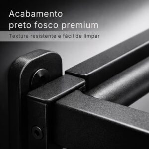 Toalheiro Duplo de Parede com Prateleira 46cm, Suporte Porta Toalhas Dobrável, Metal Preto Fosco - Imagem 6