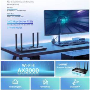 Roteador TP-Link Archer AX53 WiFi 6 Gigabit Dual Band AX3000 porta Gigabit 4x antenas Easy & Mesh One Mesh - Imagem 3