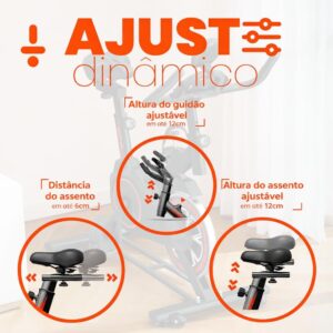 Bicicleta Ergométrica Bike Spinning | para Treino em Casa e Academia, Silenciosa, Ajustável, Confortável, Ideal para Cardio e Emagrecimento, Linha Fitness Premium - Imagem 7