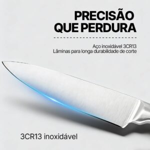 Conjunto de Facas, Jogo de 7 Peças para Cozinha | Facas de Aço Inoxidável 3CR13, Extremamente Afiadas, Corte Preciso para Cozinhar, Fatiar, Picar e Cortar em Cubos - Imagem 6