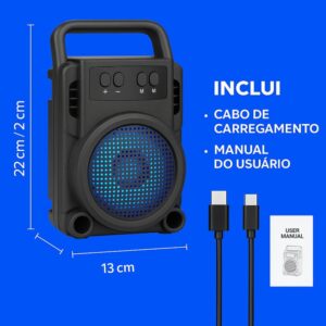 Caixa de Som Portátil Super Potente, Caixa de Som Bluetooth, Conexão USB, Cartão de Memória, Cabo P2, Som Limpo e Potente, Perfeita Para Viagens, Festas, Praia, Botões de Controle, Impermeável - Imagem 5