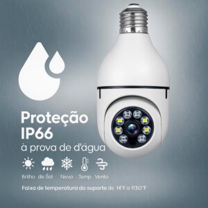 Câmera Lampada De Segurança Inteligente Ip Wifi Com Visão Noturna Vigilancia Interna Externa Giratoria Espiã 360º Cor Branco - Imagem 4