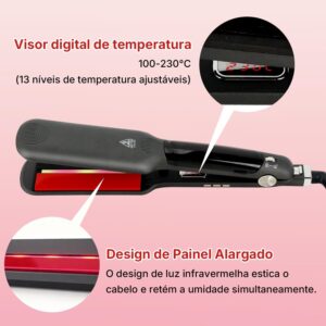 Vidavalu Chapinha profissional a vapor infravermelho, Chapinha ceramica, Aquecimento rápido em 20 segundos, 13 configurações de temperatura, Desligamento automático após 1 hora, Ahapinha bivolt - Imagem 3
