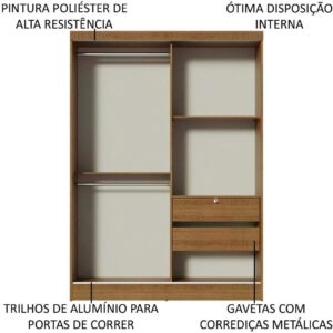 Guarda-roupa Solteiro Madesa Luke 2 Portas de Correr de Madeira - Rustic - Imagem 5