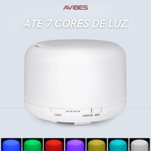 Umidificador de Ar AVIBES Difusor e Aromatizador Ultrassônico com LED 7 Cores e Purificador de Ambiente Portátil 300ml - Imagem 3