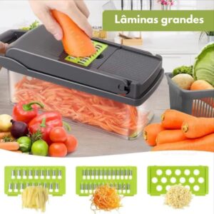 Fatiador Cortador Ralador De Legumes Frutas Verduras Kit Completo 16 Peças Pot Acvrílico Laminas Aço Inox Para Saladas Acessório Para Cozinha DUPIN - Imagem 5