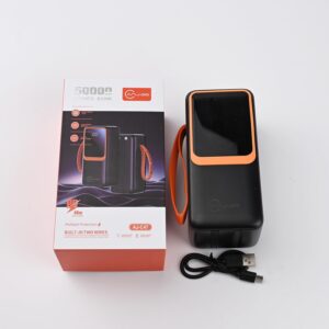 Carregador de Alta Autonomia 50000mah Conexão Digital Turbo PD para Viagens e Camping Fonte de Energia Portátil Turbo 22.5W PD Ultra Capacidade Multidispositivo (Preto) - Imagem 5