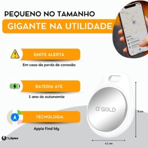 Tag Rastreador GPS Compatível com Iphone iOS (App Buscar) com Alarme Localizador Sonoro Air Bateria Duradoura, Localiza Chaves, Malas, Crianças, Pets - Imagem 2