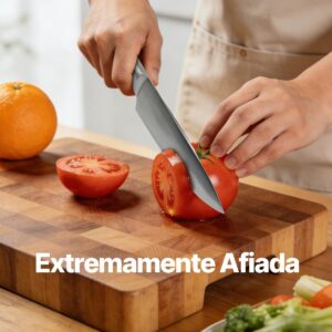 Conjunto de Facas, Jogo de 7 Peças para Cozinha | Facas de Aço Inoxidável 3CR13, Extremamente Afiadas, Corte Preciso para Cozinhar, Fatiar, Picar e Cortar em Cubos - Imagem 2